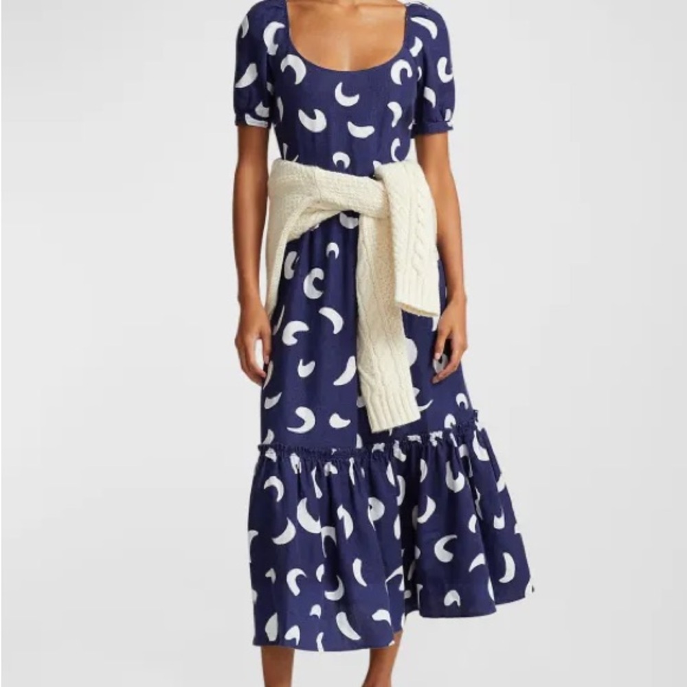 💙NWOT POLO RALPH LAUREN BRUSHSTROKE-MOTIF TIERED LINED DRESS SIZE 10 - Picture 5 of 16